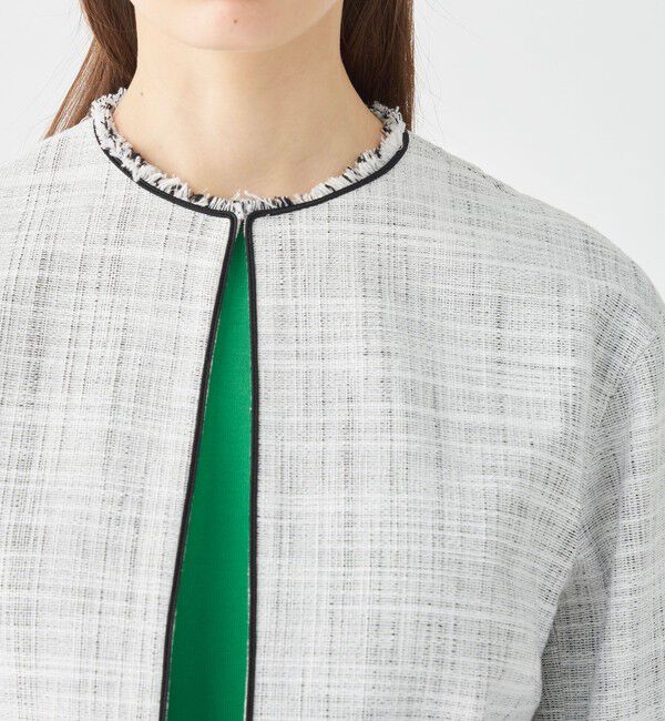 Ballsey「ロングスラブツイード クルーネックジャケット」|ノーカラージャケット|