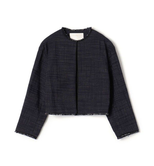 Ballsey「ロングスラブツイード クルーネックジャケット」|ノーカラージャケット|68 ネイビー系