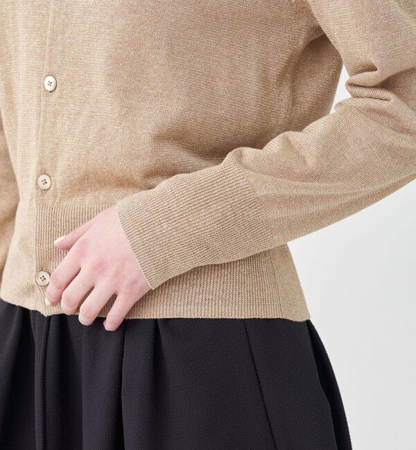 MACPHEE「プレーンリネン クルーネックカーディガン」|カーディガン|