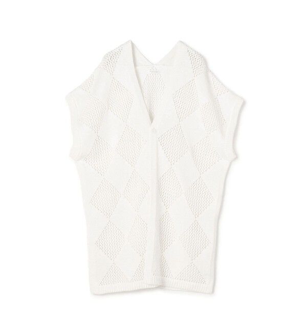 MACPHEE「アーガイルメッシュ Vネックカーディガン」|カーディガン|11 ホワイト