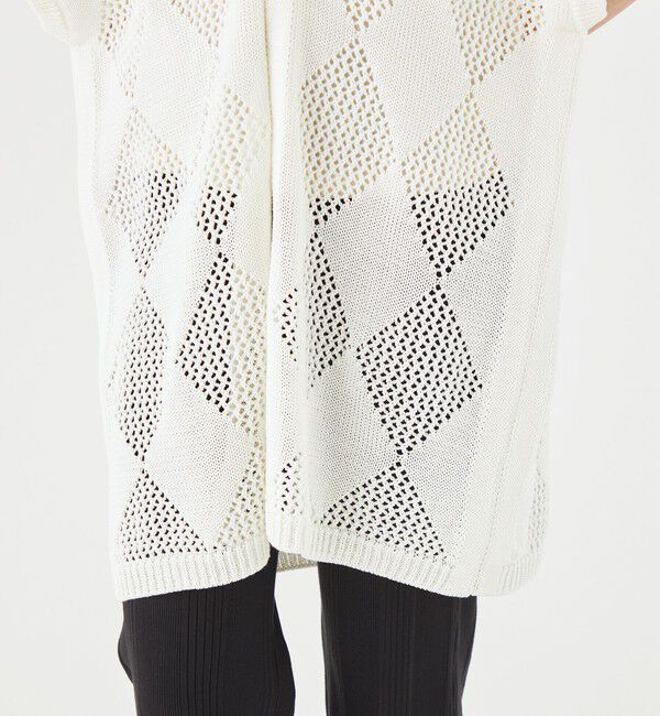 MACPHEE「アーガイルメッシュ Vネックカーディガン」|カーディガン|