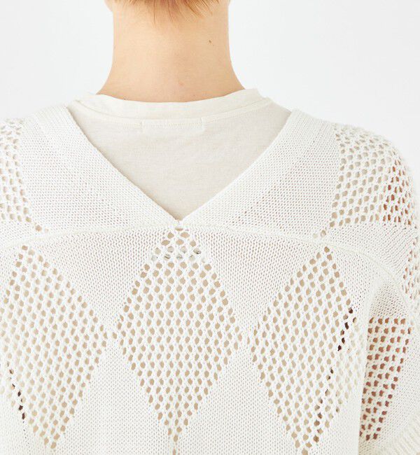 MACPHEE「アーガイルメッシュ Vネックカーディガン」|カーディガン|
