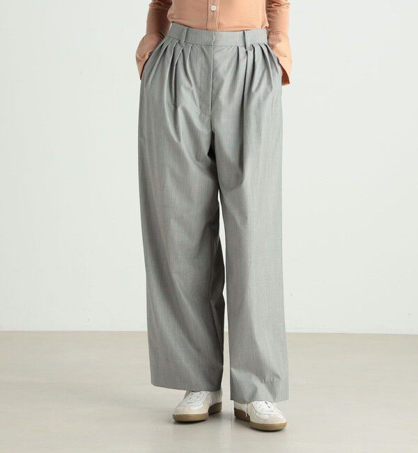 BACCA「ヘアライン タックワイドパンツ」|チノ|