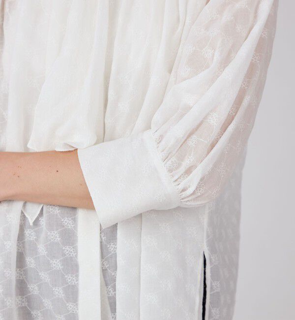 Ballsey「コットンガーゼエンブロイダリー スカーフボウタイブラウス」|シャツ・ブラウス|