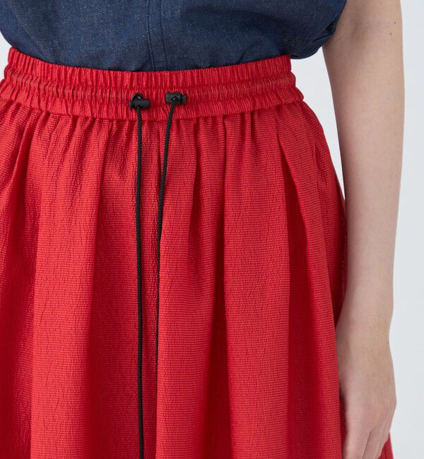 MACPHEE「【WEB限定】クレープサテン ギャザーロングスカート」|フレア|