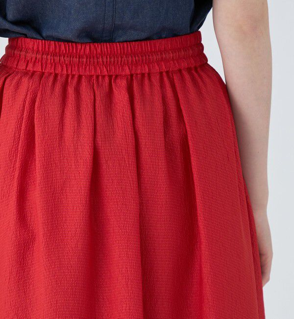 MACPHEE「【WEB限定】クレープサテン ギャザーロングスカート」|フレア|