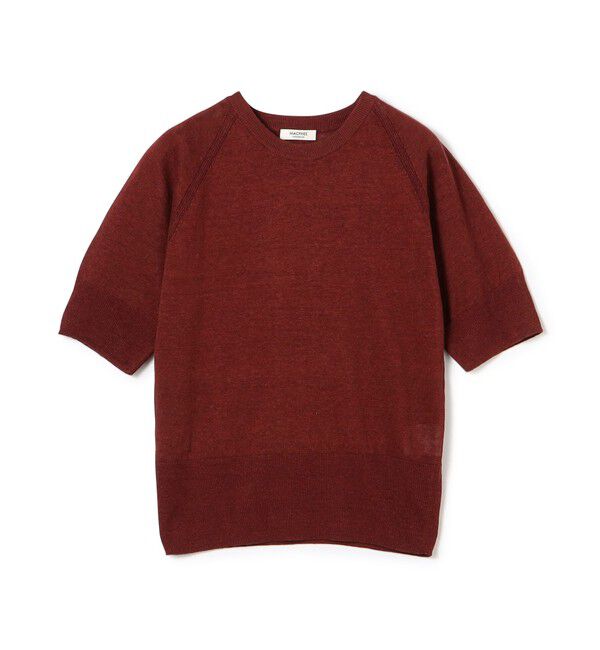 MACPHEE「プレーンリネン ハーフスリーブプルオーバー」|ニット・セーター|49 ダークブラウン