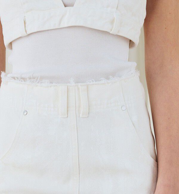 DES PRES「ペインティングホワイトデニム ブラレット付きマキシスカート」|タイト|