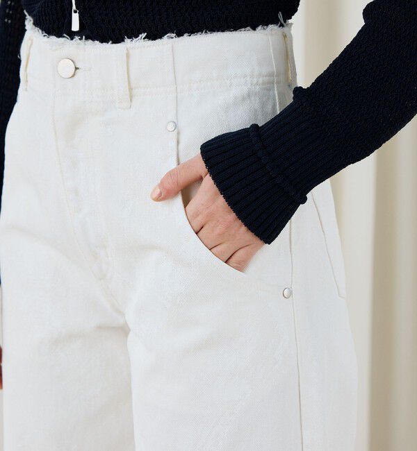 DES PRES「ペインティングホワイトデニム ラウンドパンツ」|デニム|