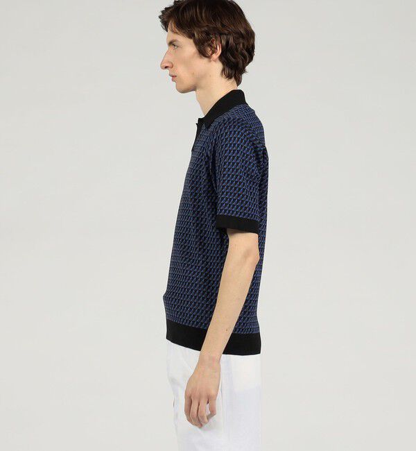 TOMORROWLAND MENS「コットンリネンナイロン ジオメトリック ハーフスリーブ プルオーバーニット」|ニット・セーター|