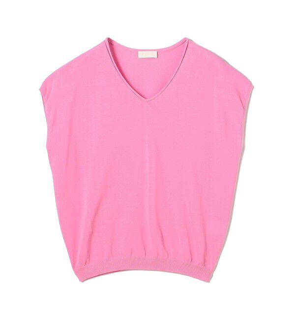 Ballsey「サスティナブルコットンナイロン Vネックノースリーブプルオーバー」|ニット・セーター|33 ピンク