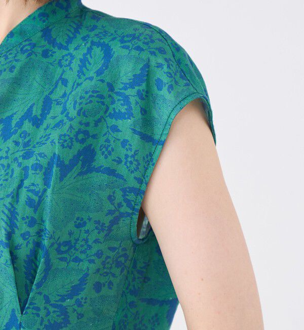 SOULEIADO「リネンプリント キーネックタックブラウス」|シャツ・ブラウス|