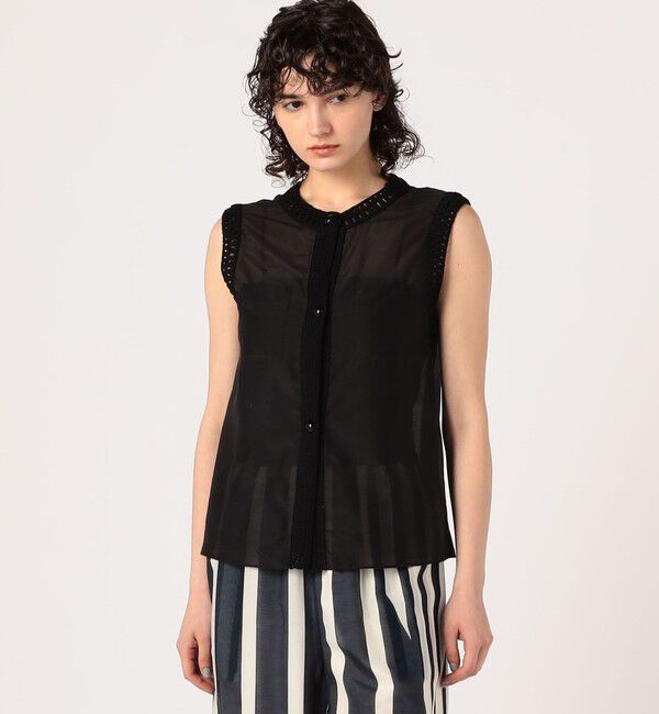 DES PRES「コットンシルクローン スリーブレスブラウス」|シャツ・ブラウス|