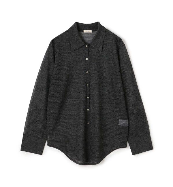 DES PRES「レーヨンポリエステルシアーニット レギュラーカラーシャツ」|ニット・セーター|17 チャコールグレー