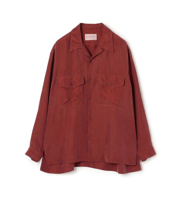 TOMORROWLAND MENS「シルク オープンカラー ダブルポケット ロングスリーブシャツ」|シャツ・ブラウス|35 レッド