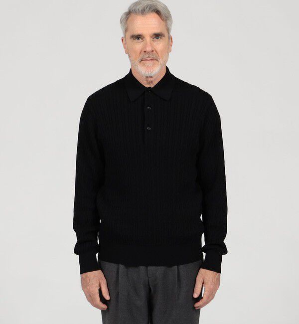 TOMORROWLAND MENS「コットンシルク ポロカラー ケーブルニット」|ニット・セーター|