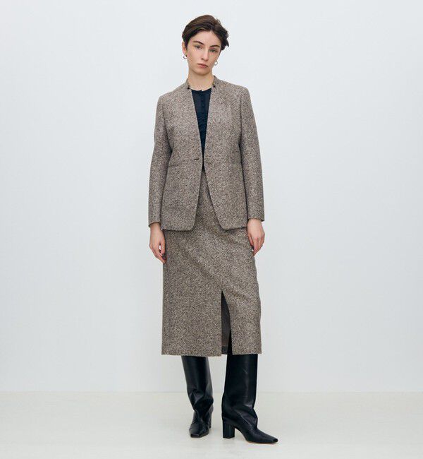 TOMORROWLAND collection「スライバーダイヤゴナル キザミカラージャケット」|ノーカラージャケット|