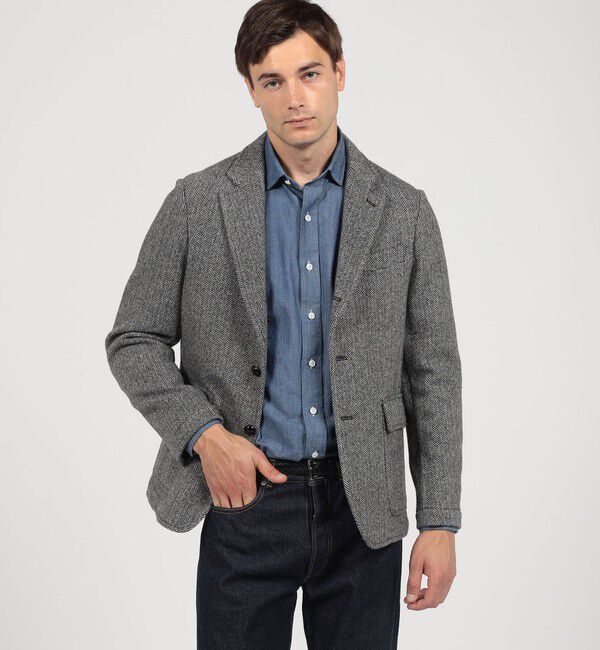 TOMORROWLAND MENS「ブリティッシュウールツイード シングルブレステッド3Bジャケット ZANIERI」|テーラードジャケット|