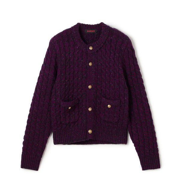 CABaN「ウールネップ ケーブルニットカーディガン」|カーディガン|77 パープル