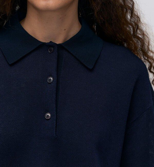 BACCA「ダブルカラーピケ ワイドポロカラーロングスリーブ」|ポロシャツ|