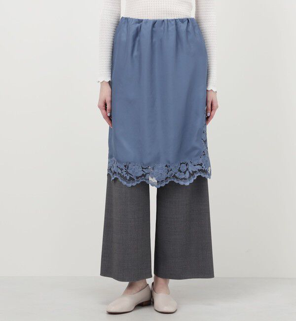 MACPHEE「ピグメントレース コンビネーションスカート」|タイト|