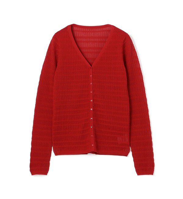 DES PRES「コットンポリエステルアセテートリブ Vネックカーディガン」|カーディガン|35 レッド