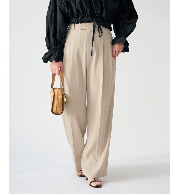 IENA「《追加2》TA/PL ジョーゼットタックワイドパンツ」|スラックス|