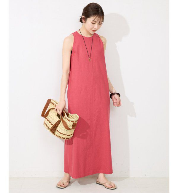 SLOBE IENA「リネンレーヨンノースリーブナローワンピース」|ワンピース|