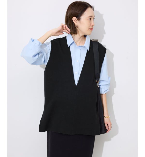 SLOBE IENA「ダブルフェイスコットンニットベスト」|ベスト・ジレ|