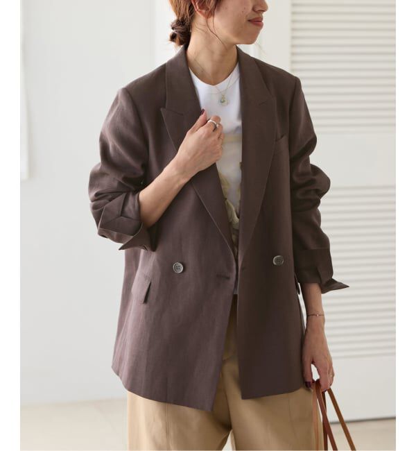 IENA「ウォッシャブル リネンミックス テーラードジャケット」|テーラードジャケット|