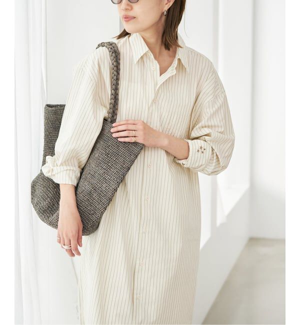 SLOBE IENA「ファインブロードEXロングシャツワンピース」|ワンピース|ナチュラル