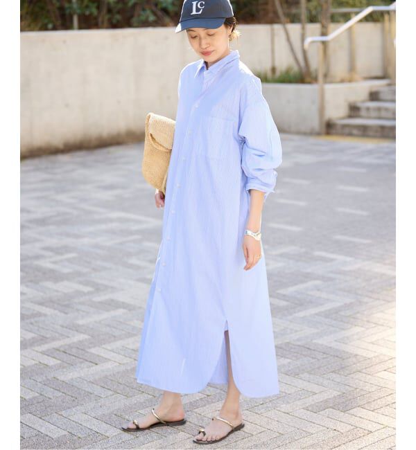 SLOBE IENA「ファインブロードEXロングシャツワンピース」|ワンピース|