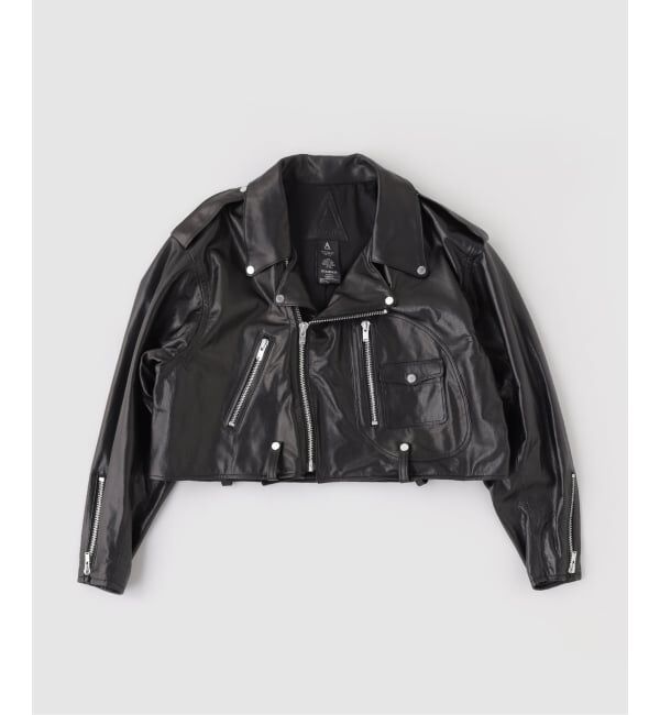 JOURNAL STANDARD「A LEATHER / エーレザー SMU SHORT MOTOR JACKET」|ライダースジャケット|ブラック