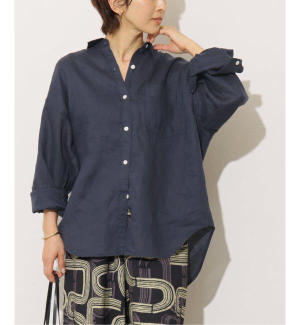 JOURNAL STANDARD relume「《追加予約 / 新色》カラーリネンオーバーサイズシャツ」|シャツ・ブラウス|ネイビー A