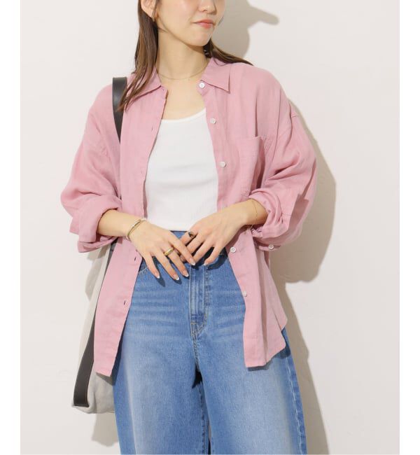 JOURNAL STANDARD relume「《追加予約 / 新色》カラーリネンオーバーサイズシャツ」|シャツ・ブラウス|ピンク