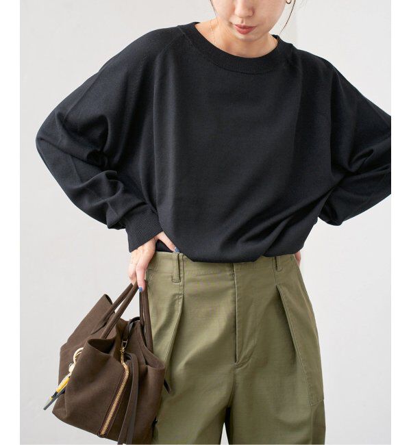 Spick and Span「ウォッシャブルラグランスリーブプルオーバー」|ニット・セーター|ブラック