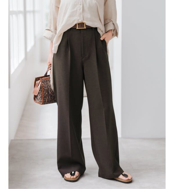 Spick and Span「《追加》ダブルクロスツータックパンツ」|スラックス|