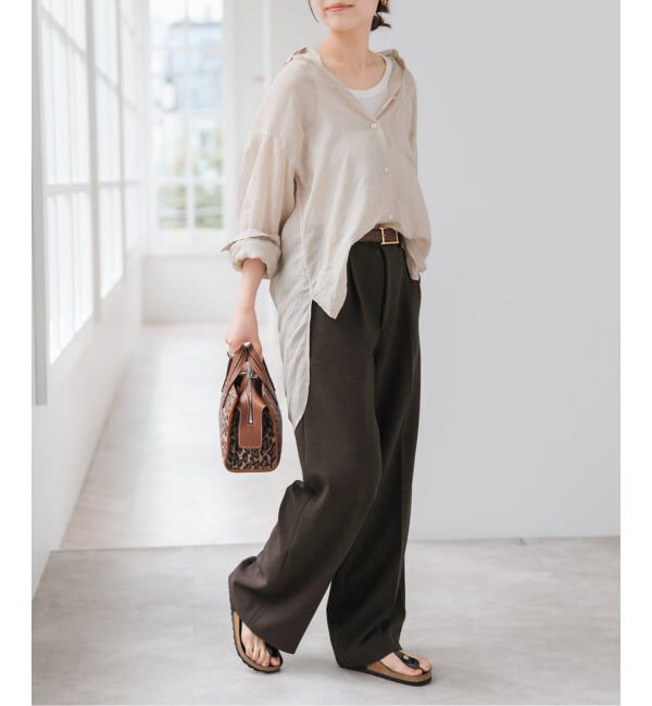 Spick and Span「《追加》ダブルクロスツータックパンツ」|スラックス|