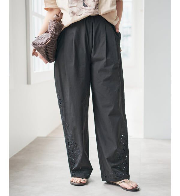 Spick and Span「カットワークエンブロイダリーパンツ」|その他|ブラック