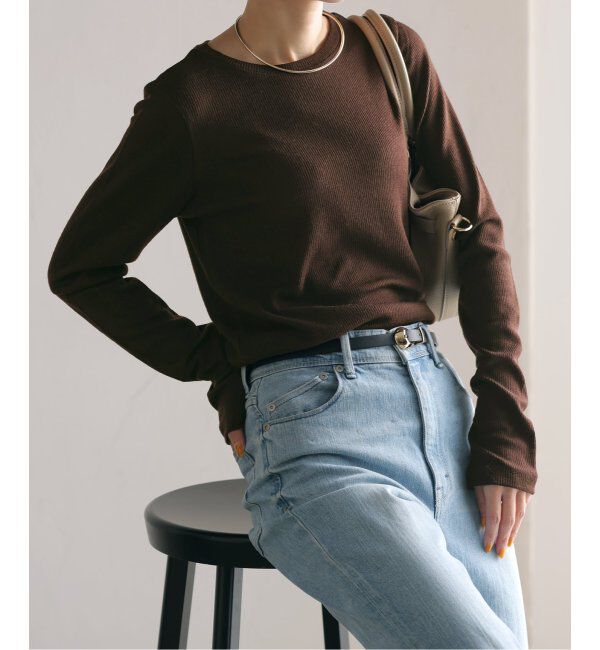 「《追加》【洗える】ウールテレコクルーネックカットソー」|Tシャツ・カットソー|ブラウン