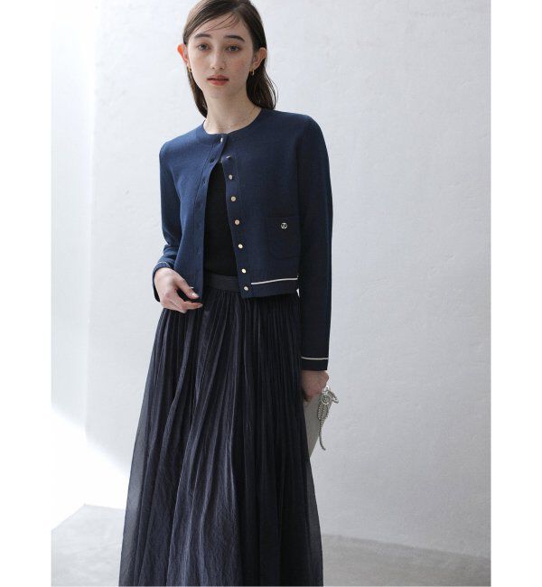  「【洗える】ウォッシャブルスムースカーディガン」|カーディガン|ネイビー
