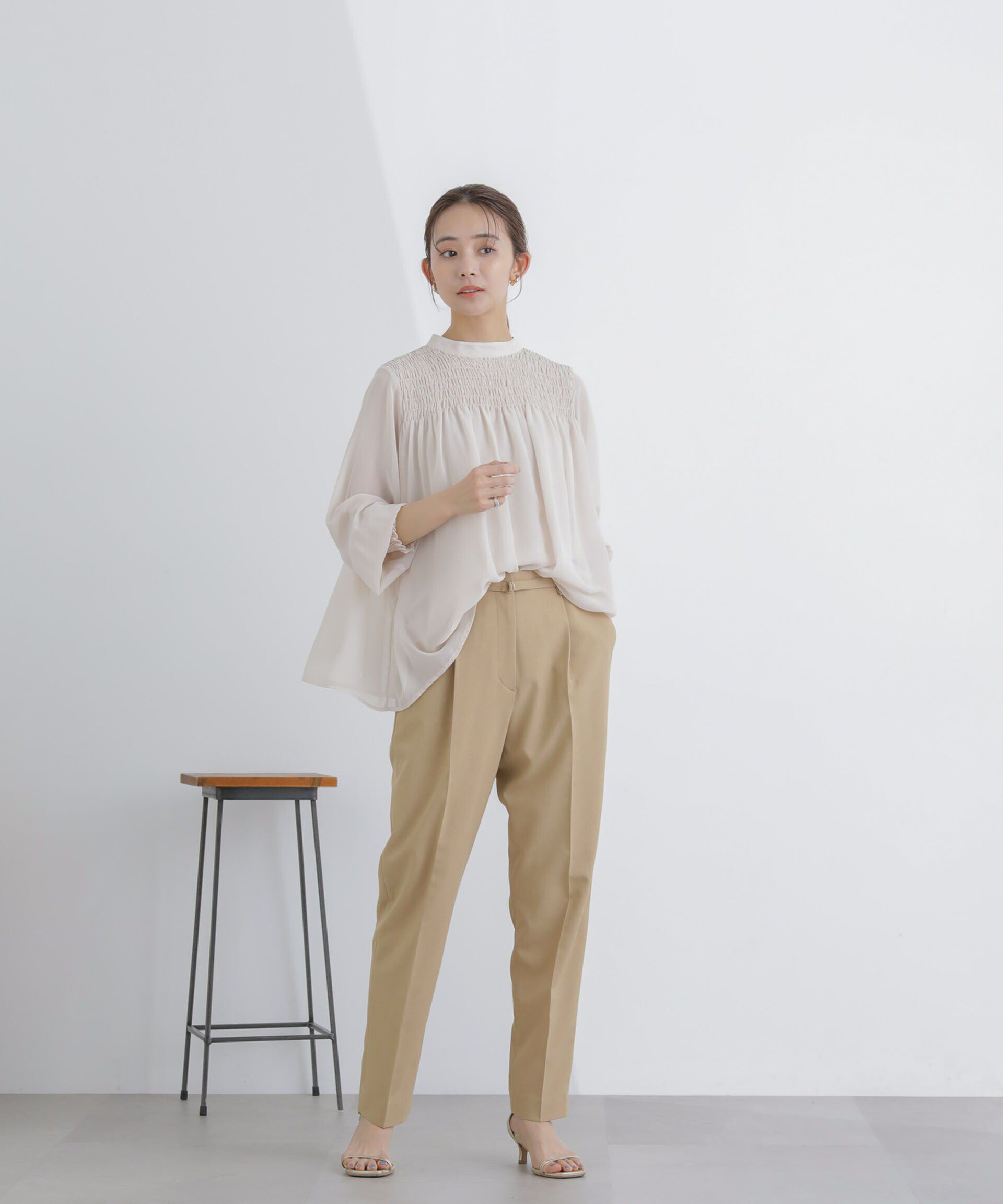 nano･universe「フロントシャーリングブラウス」|シャツ・ブラウス|