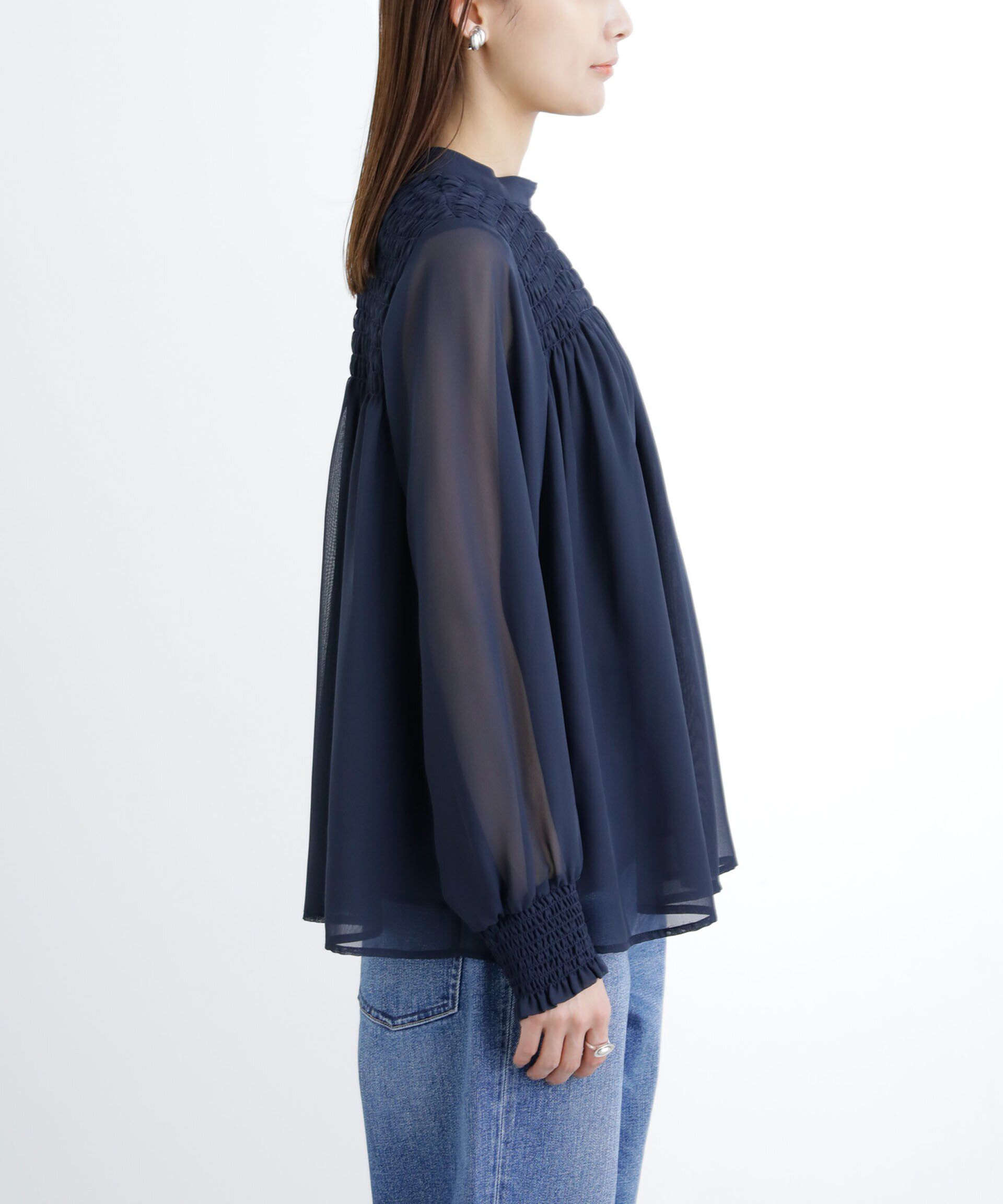 nano･universe「フロントシャーリングブラウス」|シャツ・ブラウス|