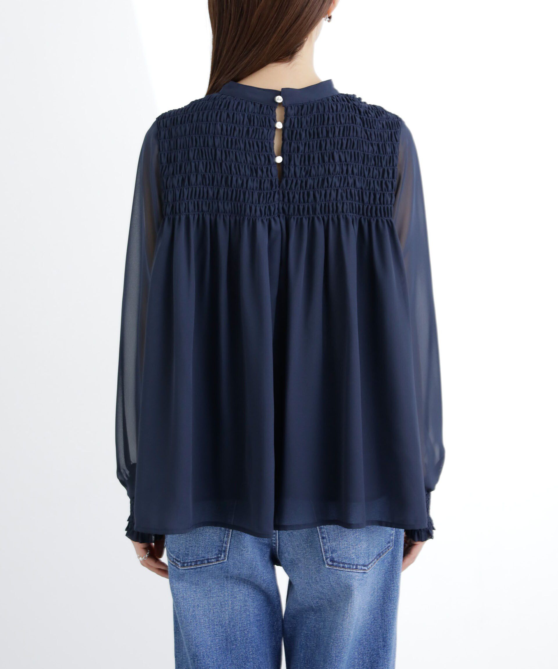 nano･universe「フロントシャーリングブラウス」|シャツ・ブラウス|