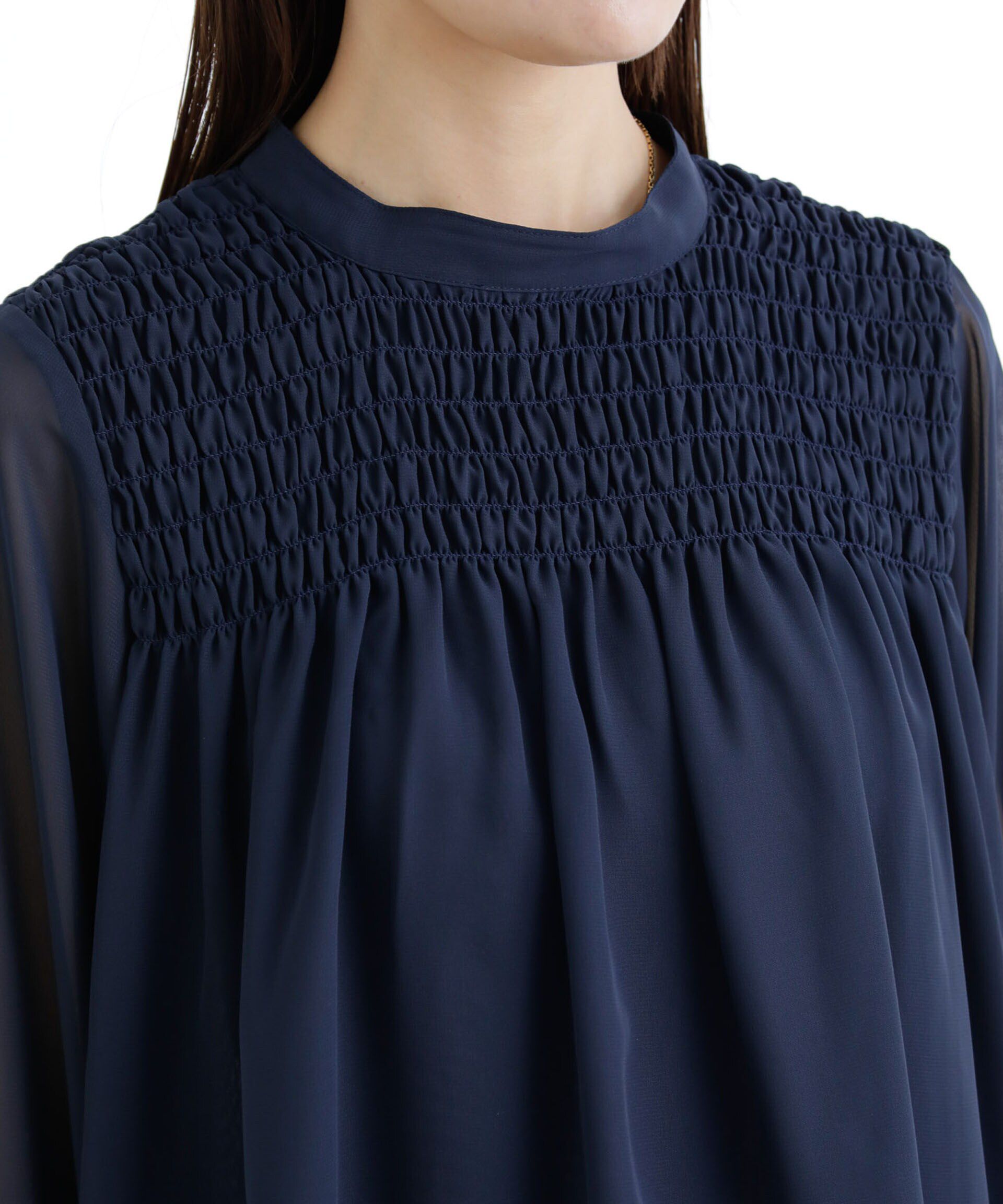 nano･universe「フロントシャーリングブラウス」|シャツ・ブラウス|