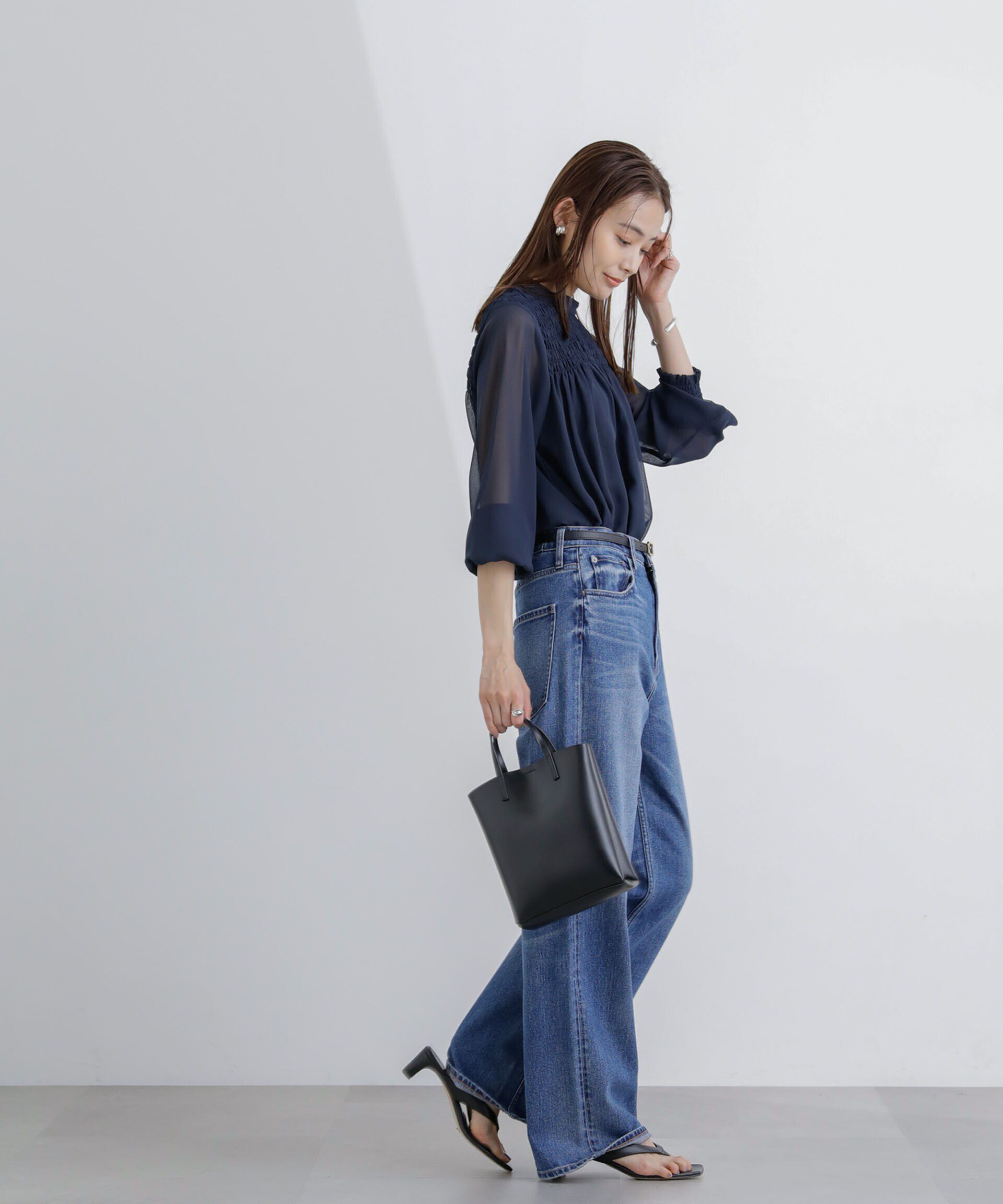 nano･universe「フロントシャーリングブラウス」|シャツ・ブラウス|