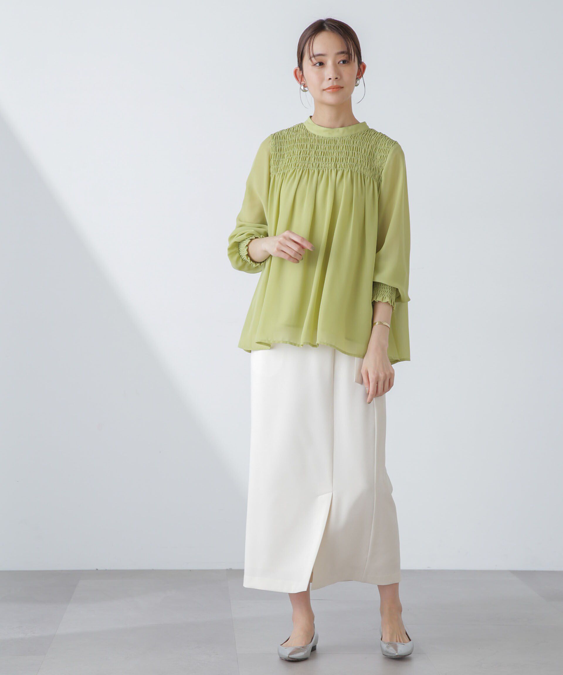 nano･universe「フロントシャーリングブラウス」|シャツ・ブラウス|