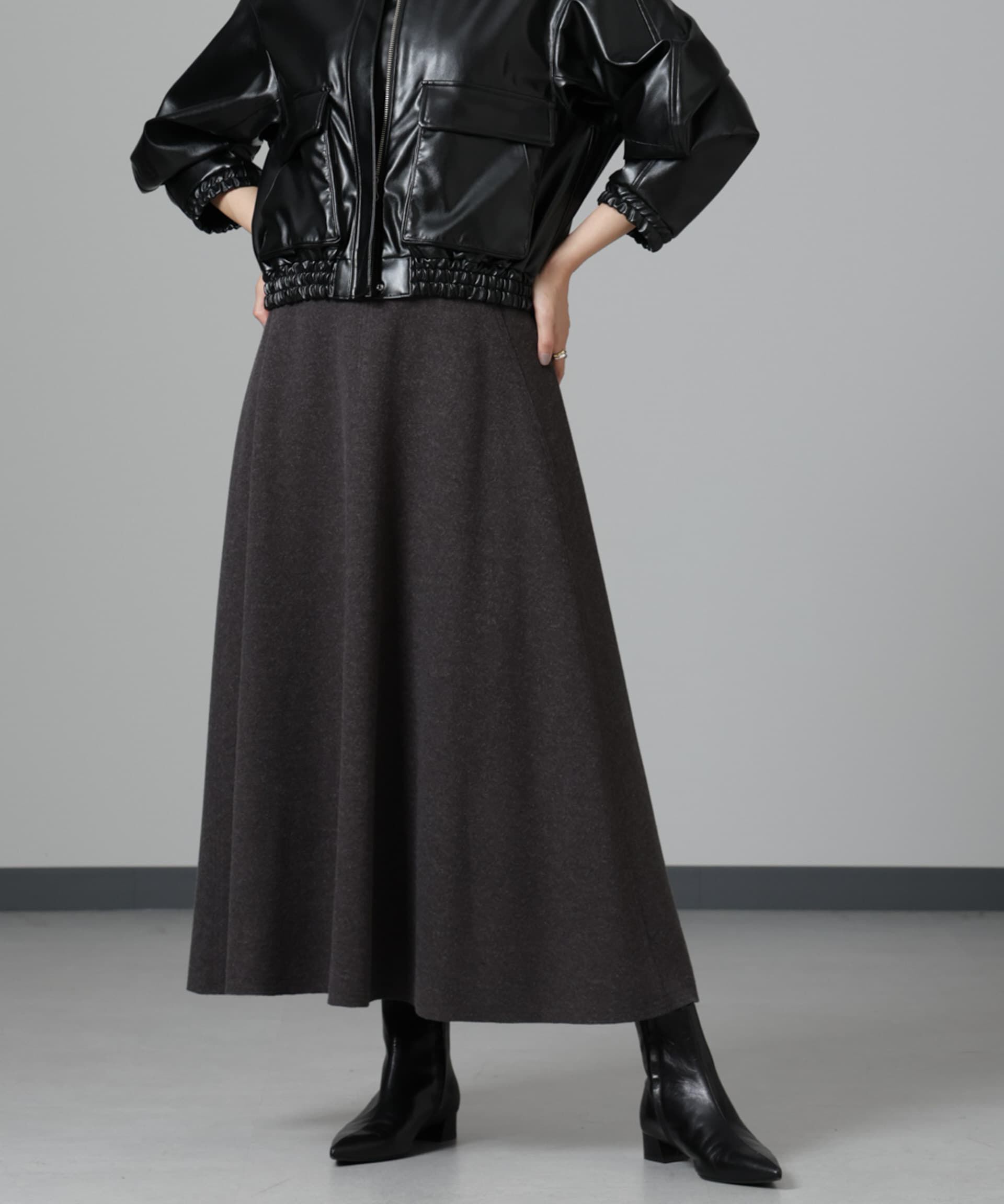 nano･universe「ニードルジャージーフレアスカート」|スカート|