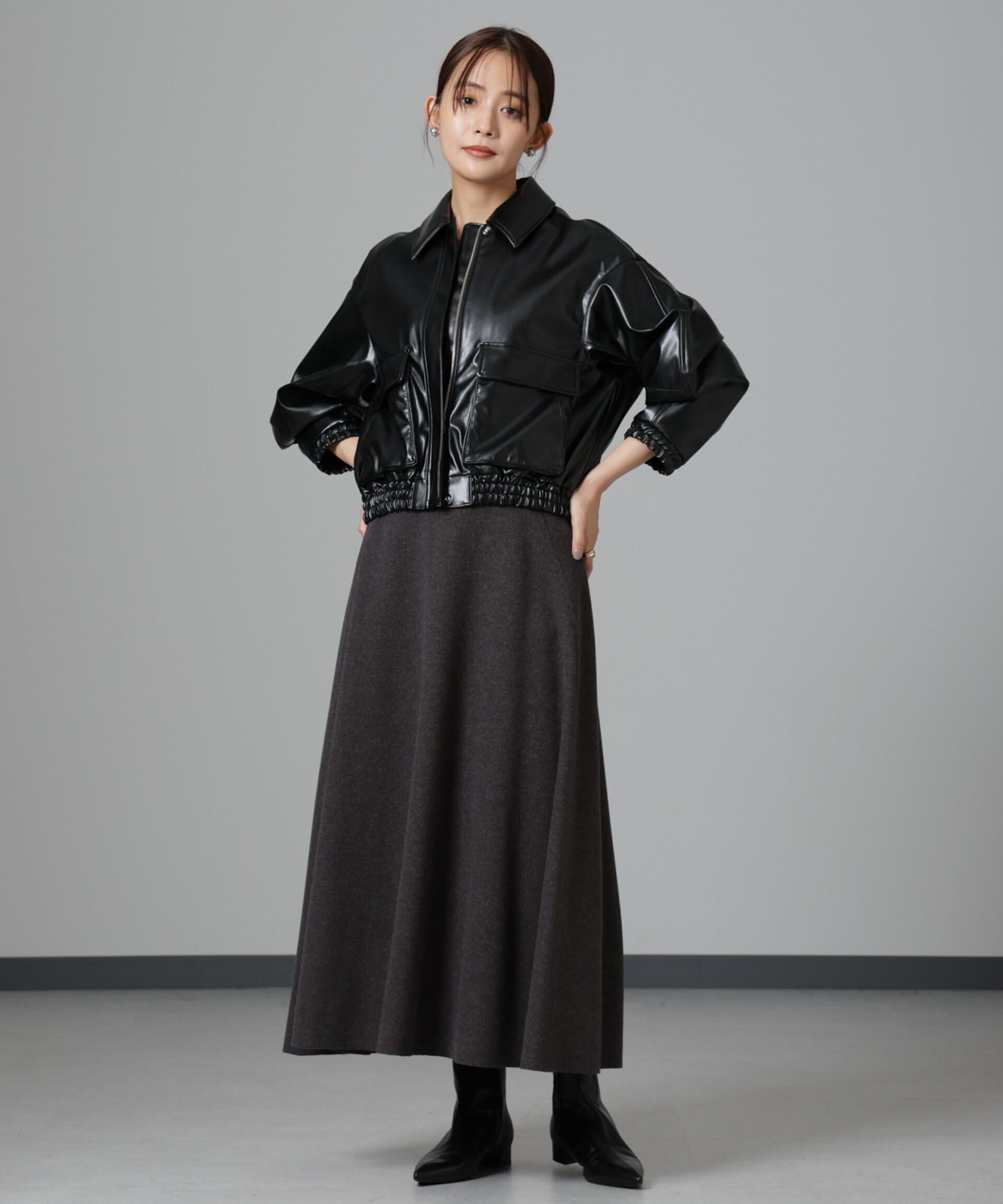 nano･universe「ニードルジャージーフレアスカート」|スカート|