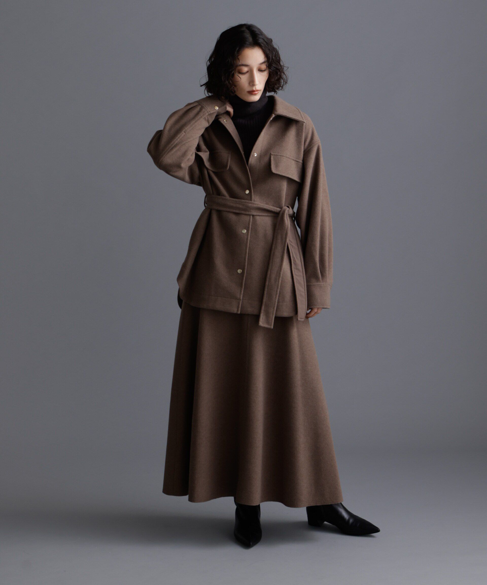 nano･universe「ニードルジャージーフレアスカート」|スカート|